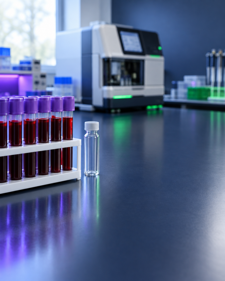 Iron-status specimen tubes and analytical instrument in a research laboratory