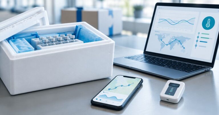 Cold-chain peptide shipping tracking: temperature and transit records